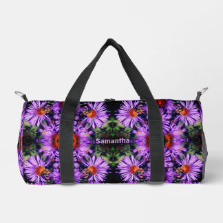Bolso De Deporte Pequeño Abeja De Miel En El Resumen De Flor De Aster Perso