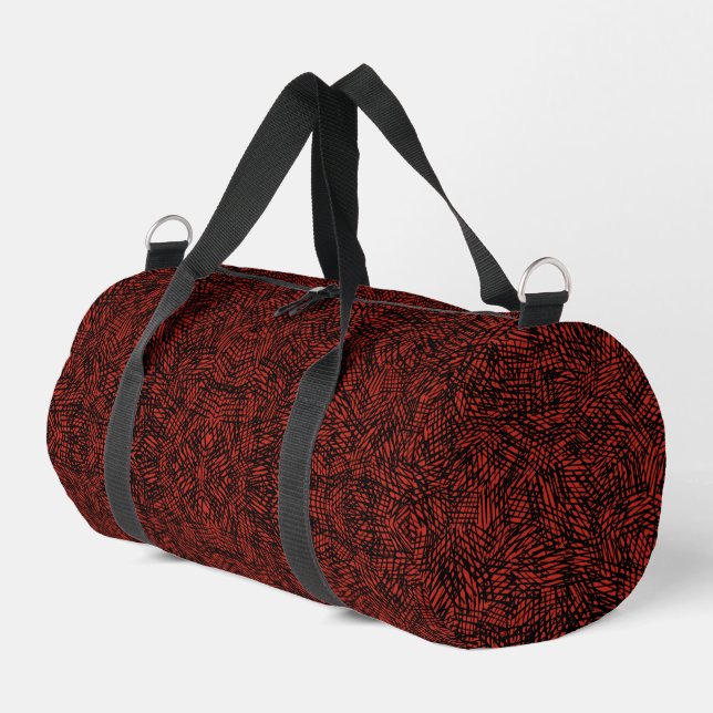 Bolso De Deporte Pequeño Abstract Contemporary Black Crosshatch On Red Rust (Esquina izquierda)
