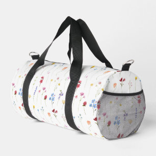 Bolso De Deporte Pequeño Acuarela de flores silvestres con patrón minimalis
