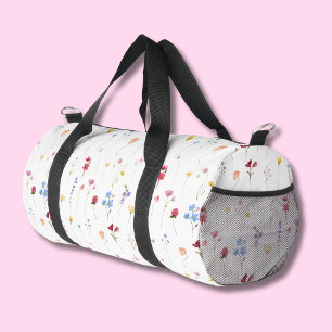 Bolso De Deporte Pequeño Acuarela de flores silvestres con patrón minimalis