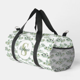 Bolso De Deporte Pequeño Acuarela Monograma Nombre Patrón Ramas de Olivo