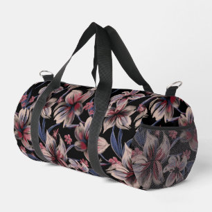 Bolso De Deporte Pequeño Acuarelas Crimson Floral sobre negro