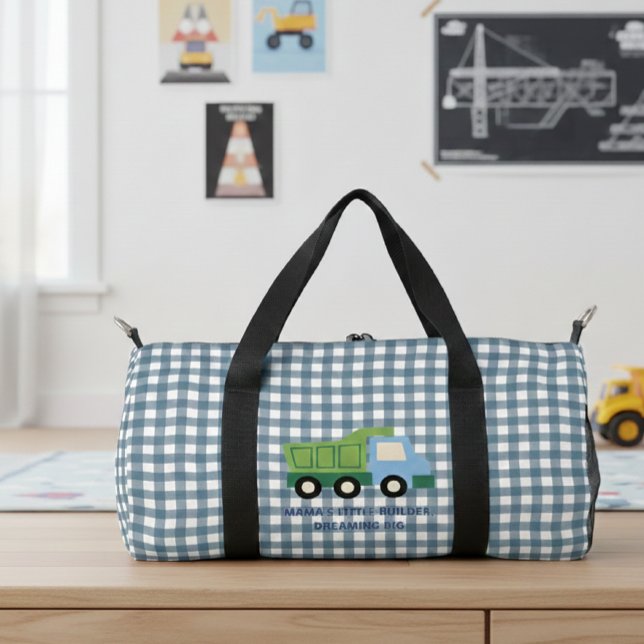 Bolso De Deporte Pequeño Aesthetic Gingham Blue Dump Truck Boys  (Subido por el creador)