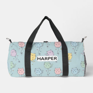 Bolso De Deporte Pequeño Agregar nombre Patrón de gato de globo Minimalist