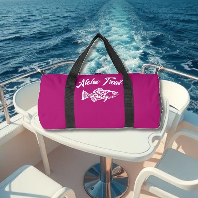 Bolso De Deporte Pequeño Aloha Trout-Hawaiano Rosa (Aloha Trout Fisherman Trend Hawaiian Fish Beach Summer duffel Bag )