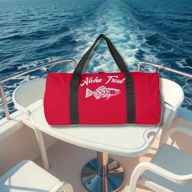 Bolso De Deporte Pequeño Aloha Trout-Hawaii Cherry Red (Aloha Trout Fisherman Trend Hawaiian Fish Beach Summer Duffel Bag Cherry Red)