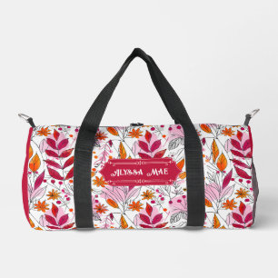 Bolso De Deporte Pequeño Alyssa Mae dibujó follaje rosa y Naranja