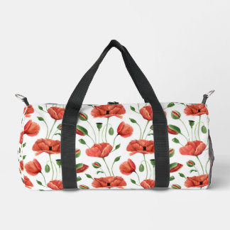 Bolso De Deporte Pequeño Amapola Roja Acuarela Flor Silvestre