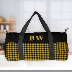 Bolso De Deporte Pequeño Amarillo Negro Buffalo Check Cuadros Monograma en