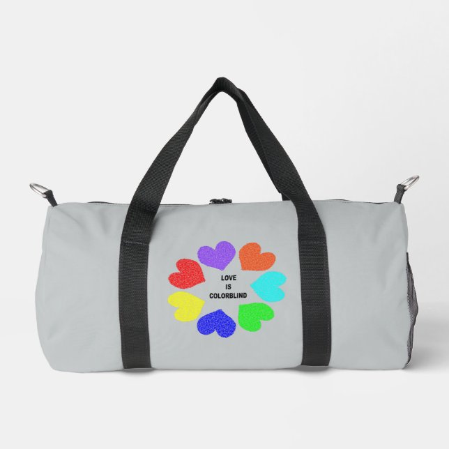 Bolso De Deporte Pequeño Amor interracial Corazón arcoiris (Anverso)