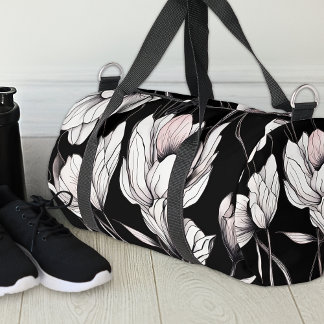 Bolso De Deporte Pequeño Anémona Elegante Floral Negro