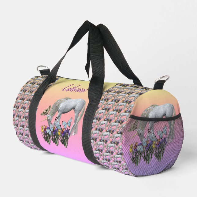 Bolso De Deporte Pequeño Animales De Unicornio Y Mariposas Personalizados (Esquina derecha)
