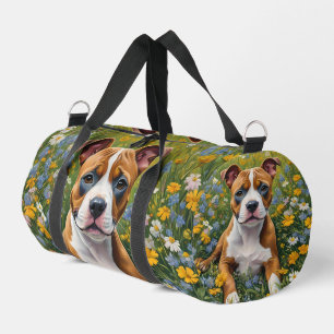 Bolso De Deporte Pequeño Arte Acrílico De Cachorro Marrón Y Blanco,