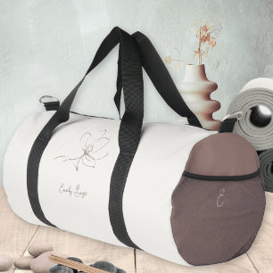 Bolso De Deporte Pequeño Arte de Línea Floral Rosa Polvoriento Marfil Minim