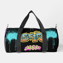 Bolso De Deporte Pequeño Atención graffiti moderno pintura en negro