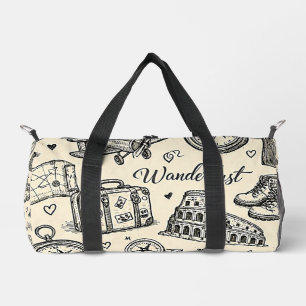 Bolso De Deporte Pequeño Aventuras de viaje vintage patrón continuo