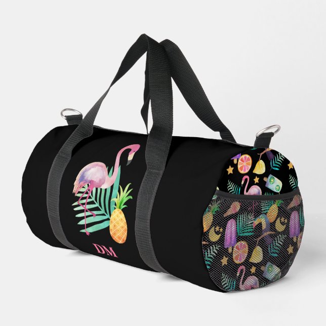 Bolso De Deporte Pequeño Aves tropicales Patrón de piña (Esquina derecha)