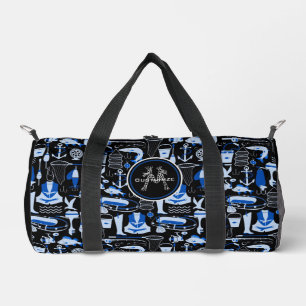 Bolso De Deporte Pequeño Azul de pesca monogramada