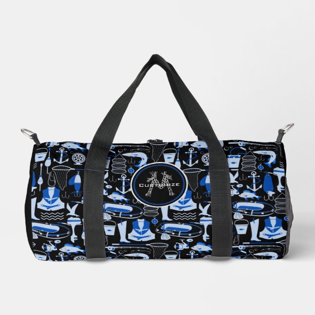 Bolso De Deporte Pequeño Azul de pesca monogramada (Anverso)