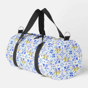 Bolso De Deporte Pequeño Azulejo Azul Patrón de Limón Country Francés