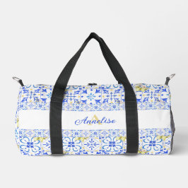 Bolso De Deporte Pequeño Azulejo Azul Patrón de Limón Country Francés Monog