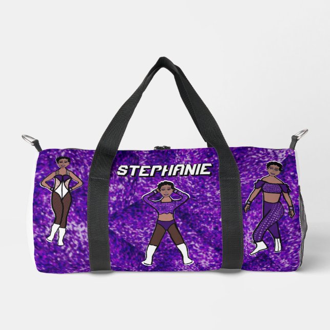 Bolso De Deporte Pequeño Bailarina personalizada Duffle Bag Purple & Black  (Anverso)