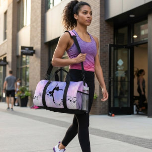 Bolso De Deporte Pequeño Baile de la Galaxia Púrpura con Notas Musicales