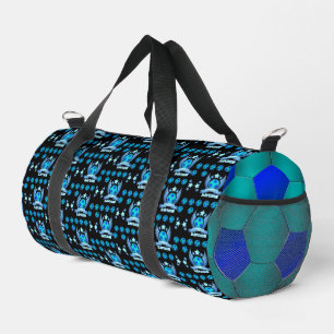 Bolso De Deporte Pequeño Balón de Fútbol Azul Neon Regalos Personalizados