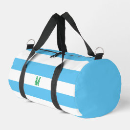 Bolso De Deporte Pequeño Banda azul de cabana y monograma verde personaliza