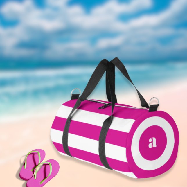 Bolso De Deporte Pequeño Bandas blancas rosadas calientes Monograma (Subido por el creador)