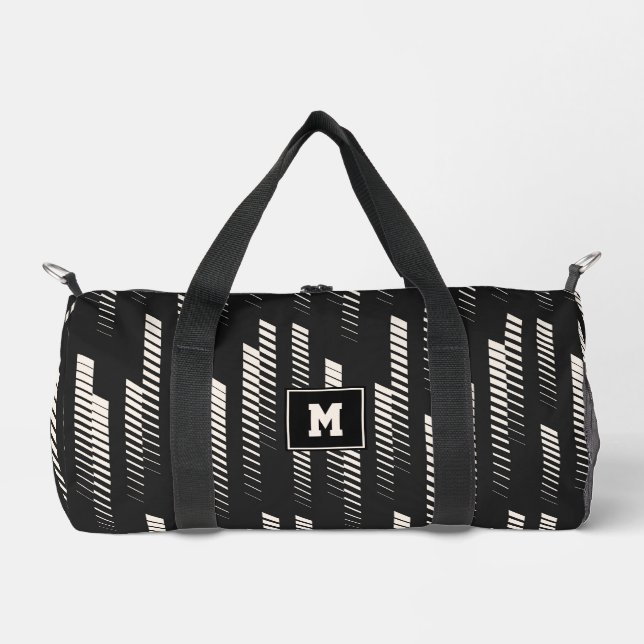 Bolso De Deporte Pequeño Bandas geométricas de abstracto blanco y negro Dep (Anverso)