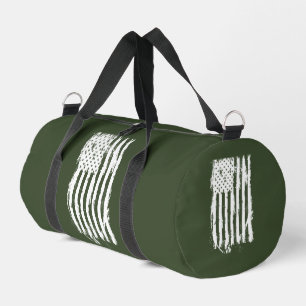 Bolso De Deporte Pequeño Bandera Americana Distressed Blanca