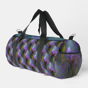 Bolso De Deporte Pequeño Bandera Azul Iris Patrón de arte de flor Personali