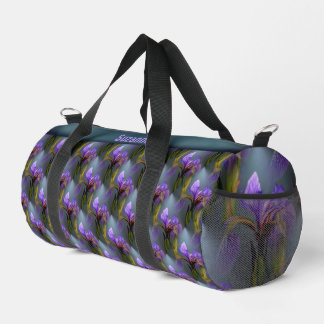 Bolso De Deporte Pequeño Bandera Azul Iris Patrón de arte de flor Personali