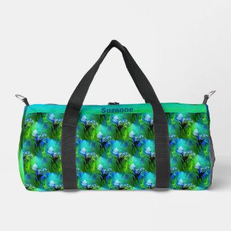 Bolso De Deporte Pequeño Bandera azul Iris Patrón de flor Personalizado