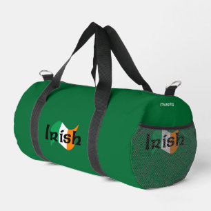 Bolso De Deporte Pequeño Bandera irlandesa con fuente celta personalizada p