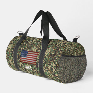 Bolso De Deporte Pequeño Bandera personalizada Camuflaje Verde Nombre Perso