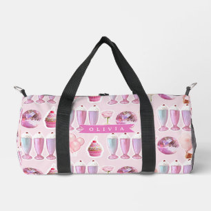 Bolso De Deporte Pequeño Batido Retro Rosa Personalizado Monada Adorable