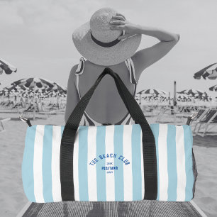 Bolso De Deporte Pequeño Beach Club Escudo Blue Cabana Stripe Monograma