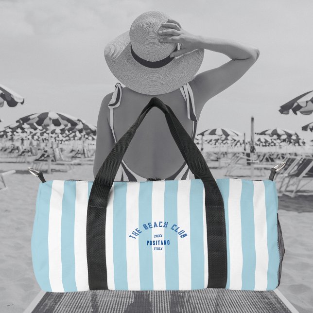 Bolso De Deporte Pequeño Beach Club Escudo Blue Cabana Stripe Monograma (Subido por el creador)