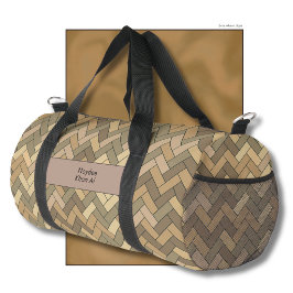 Bolso De Deporte Pequeño Beige Natural Herringbone Name Travel