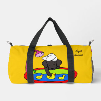Bolso De Deporte Pequeño Black Labrador y patos de goma