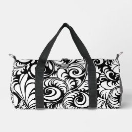 Bolso De Deporte Pequeño Black White Abstract Floral Prin Small Duffle Bag