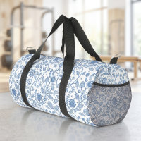 Blanco Azul Floral Boho Patrón Botánico Caprichoso