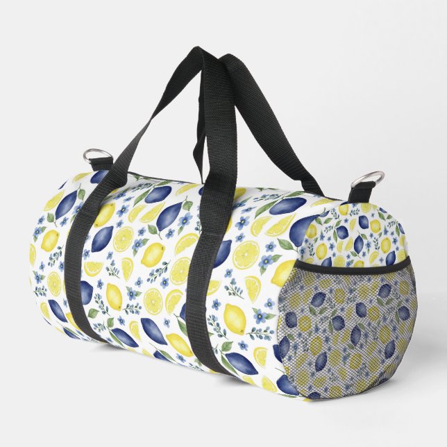 Bolso De Deporte Pequeño Blue French Country Lemon Pattern  (Esquina derecha)