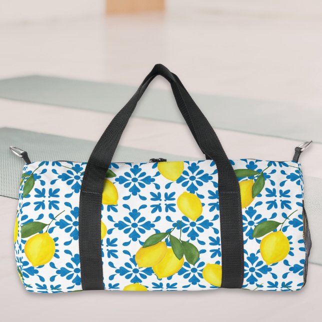 Bolso De Deporte Pequeño Blue French Country Tile Lemons Pattern (Subido por el creador)