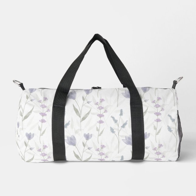 Bolso De Deporte Pequeño Blue Purple Watercolor Wildflower (Anverso)
