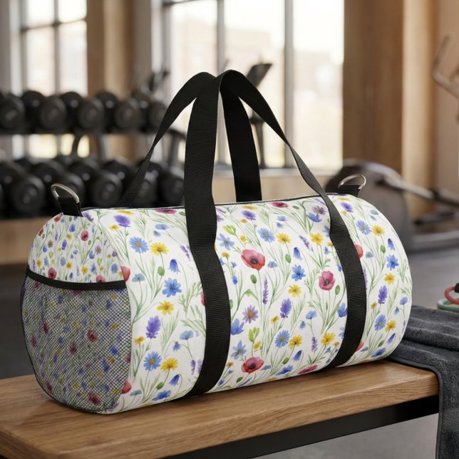 Bolso De Deporte Pequeño Blue Red Watercolor Wildflower (Subido por el creador)