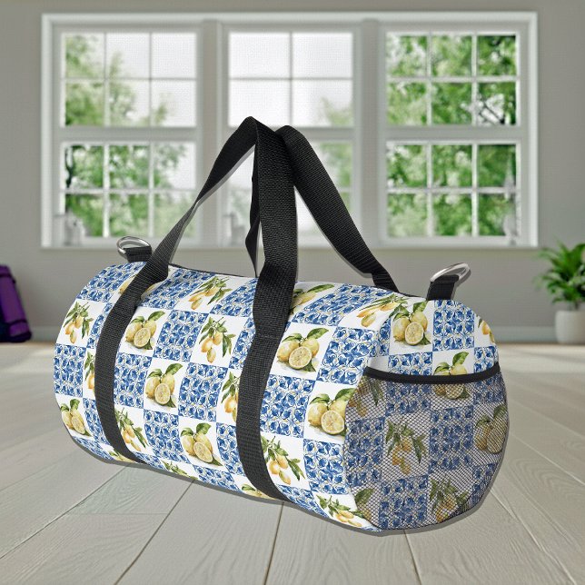 Bolso De Deporte Pequeño Blue Tile French Country Lemon Pattern (Subido por el creador)