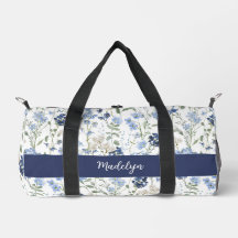 Blue Watercolor Wildflower Monogram